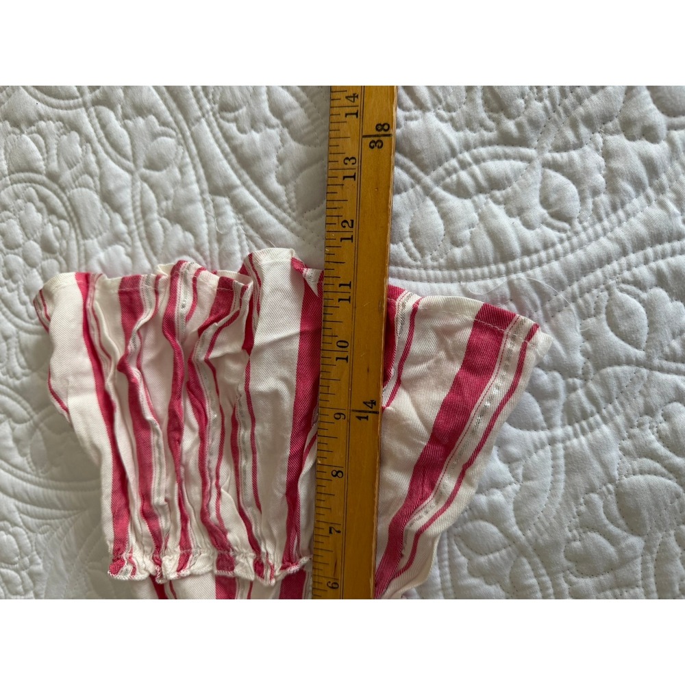 Blue Island Pink White Striped Metallic Tie Front Tassel Tiered Coverup Small - Picture 10 of 12
